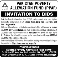 Pakistan Poverty Alleviation Fund Islamabad Tender Notice